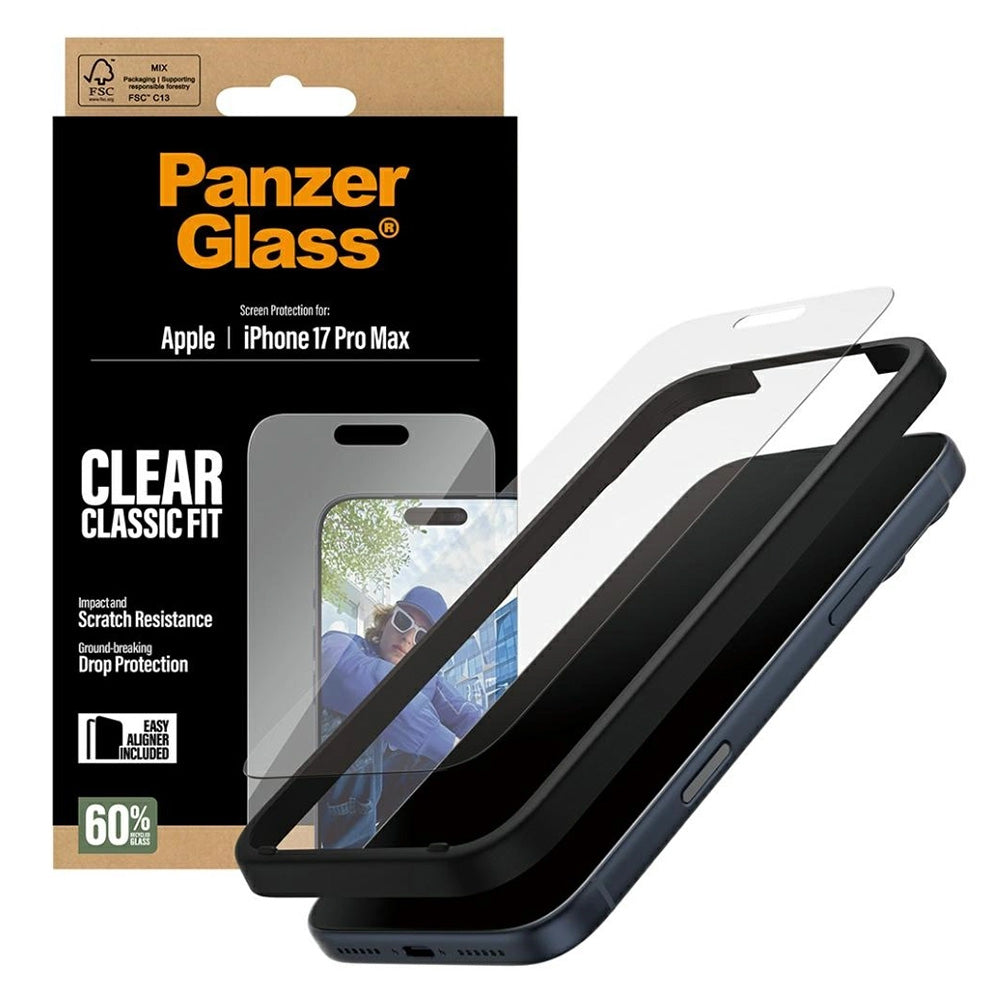 PanzerGlass® - Classic Fit Screen Protector w. EasyAligner - iPhone 17 Pro Max - Clear