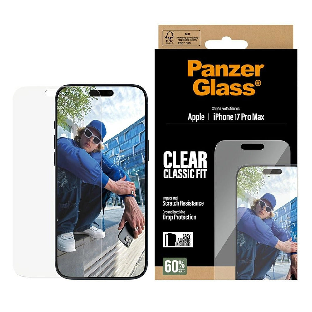 PanzerGlass® - Classic Fit Screen Protector w. EasyAligner - iPhone 17 Pro Max - Clear