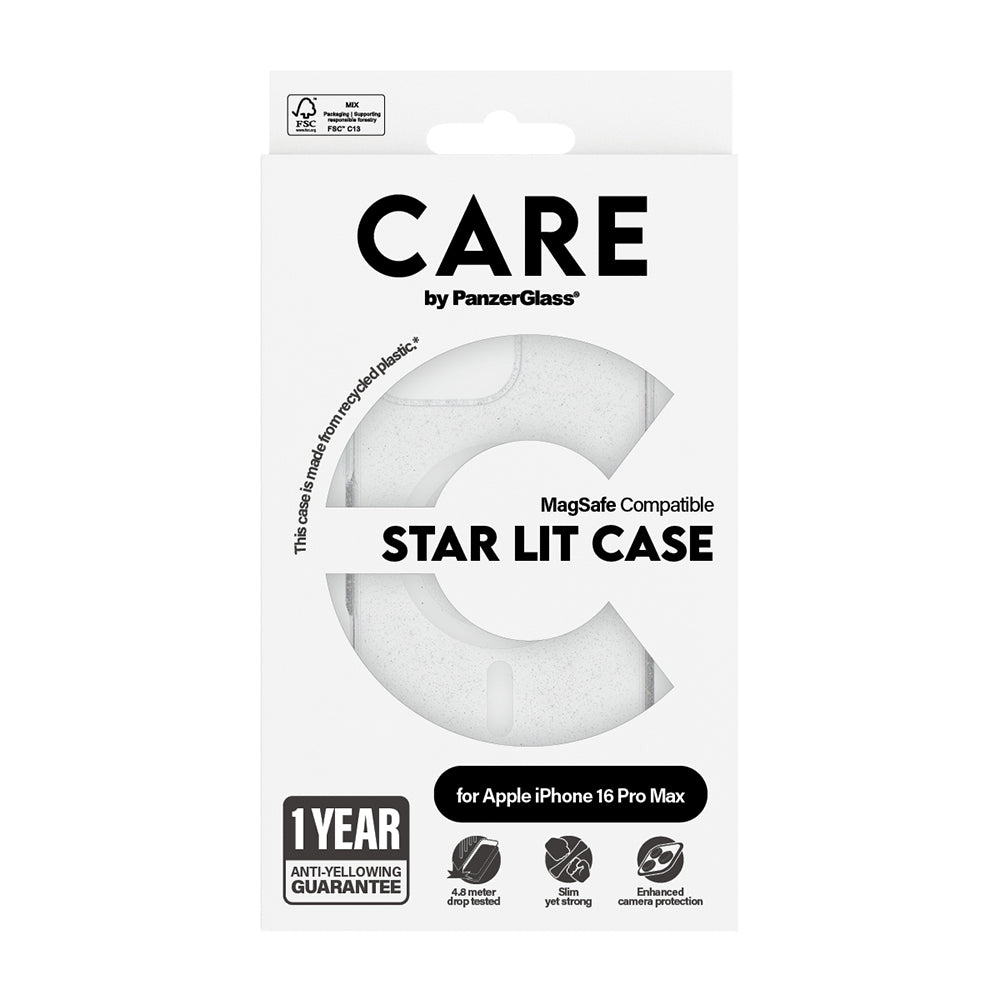 PanzerGlass® - CARE Flagship Urban Combat Star Lit White MagSafe - iPhone 16 Pro Max - Clear