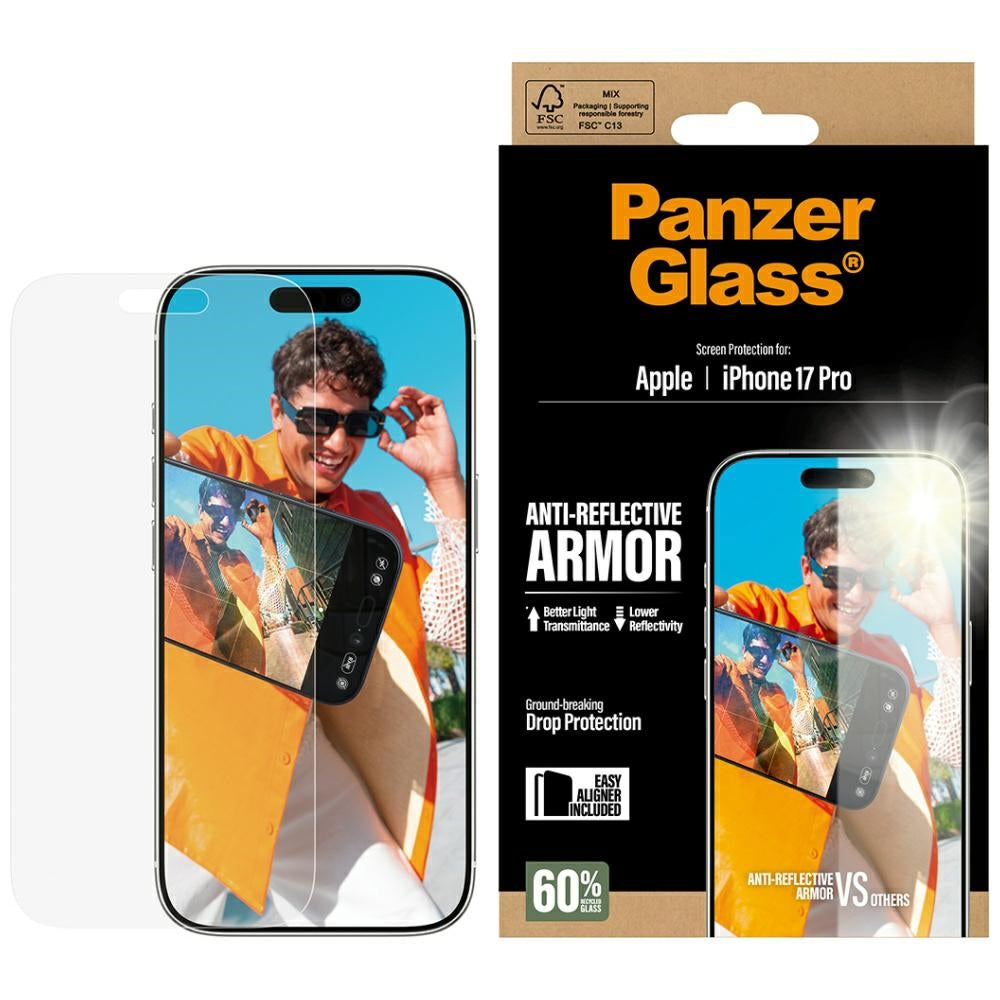 PanzerGlass® - Anti-Reflective Armor Screen Protector w. EasyAligner - iPhone 17 Pro - Matte Clear