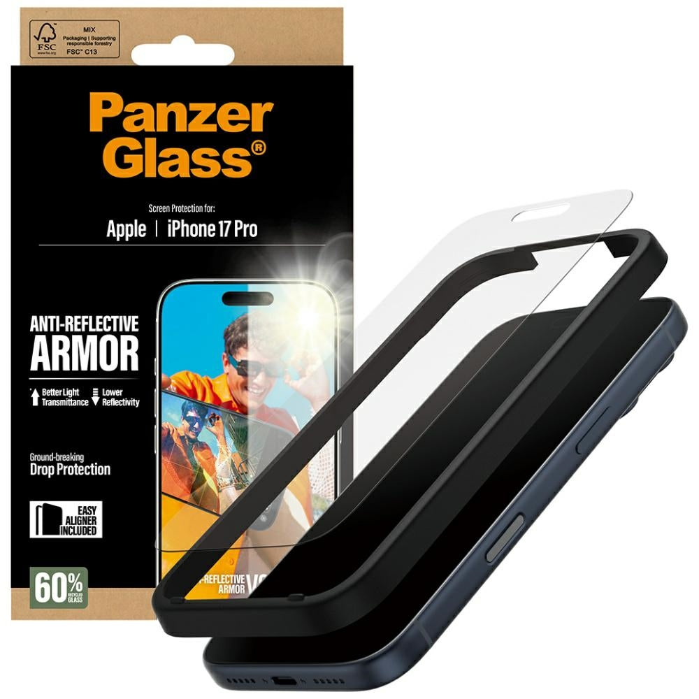 PanzerGlass® - Anti-Reflective Armor Screen Protector w. EasyAligner - iPhone 17 Pro - Matte Clear