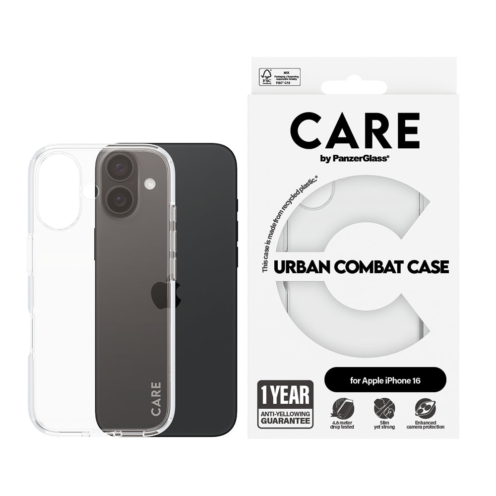PanzerGlass® - CARE Flagship Urban Combat - iPhone 16 - Clear