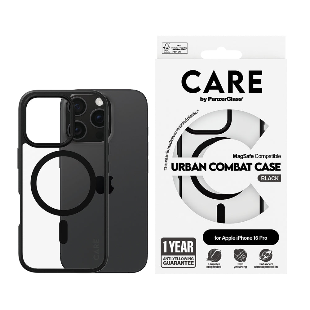PanzerGlass® - CARE Flagship Urban Combat Black MagSafe - iPhone 16 Pro - Black