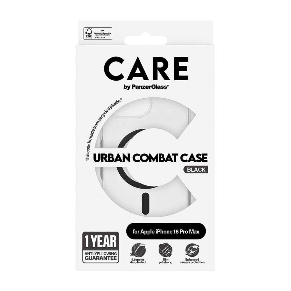 PanzerGlass® - CARE Flagship Urban Combat Black MagSafe - iPhone 16 Pro - Clear
