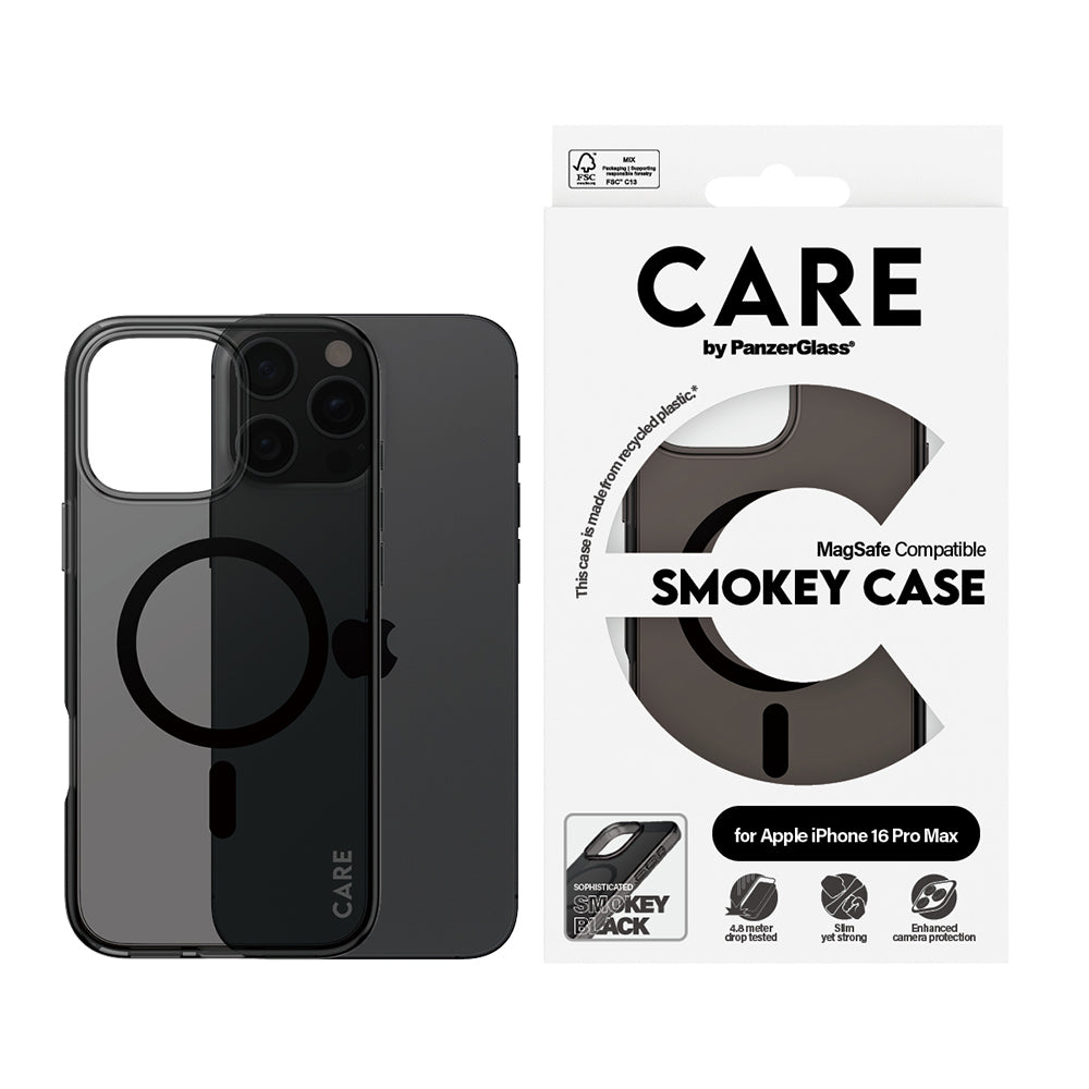 PanzerGlass® - CARE Flagship Urban Combat Black MagSafe - iPhone 16 Pro - Smokey