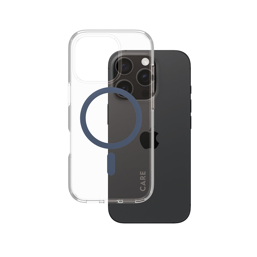 PanzerGlass® - CARE Flagship Urban Combat Blue MagSafe - iPhone 16 Pro - Clear
