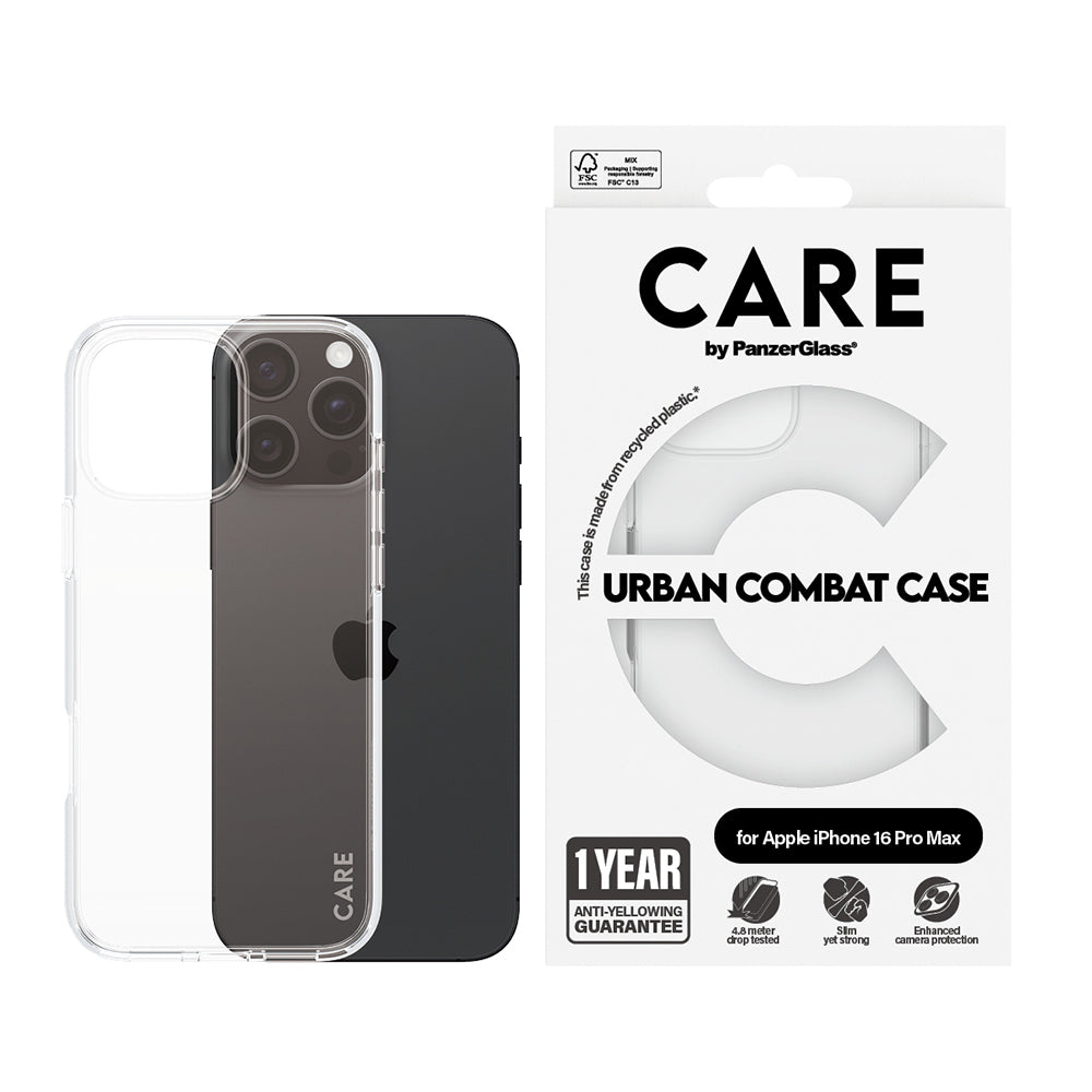 PanzerGlass® - CARE Flagship Urban Combat - iPhone 16 Pro Max - Clear