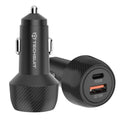 Techsuit - Car Charger CarbonVolt (C7) - Fast Charge 48W, USB, Type-C, QC3.0 18W, PD30W - Black