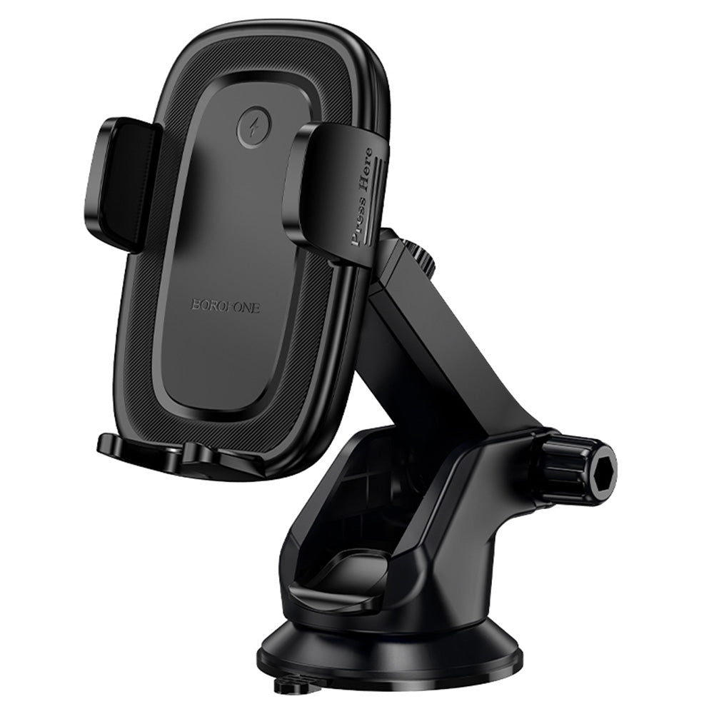 Borofone - Car Holder with Wireless Charging Follower (BH223) - for Windshield/Dashboard, 15W, 4.5-7.0inch - Black