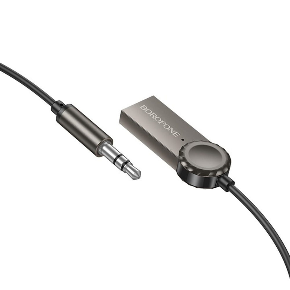 Borofone - Cable Audio Receiver Peaceful (BC56) - Bluetooth V5.0 Adapter, Jack 3.5mm - Metal Gray