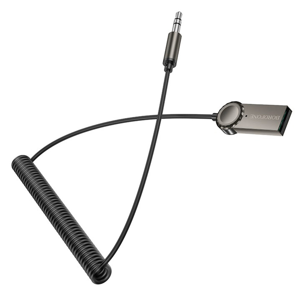 Borofone - Cable Audio Receiver Peaceful (BC56) - Bluetooth V5.0 Adapter, Jack 3.5mm - Metal Gray