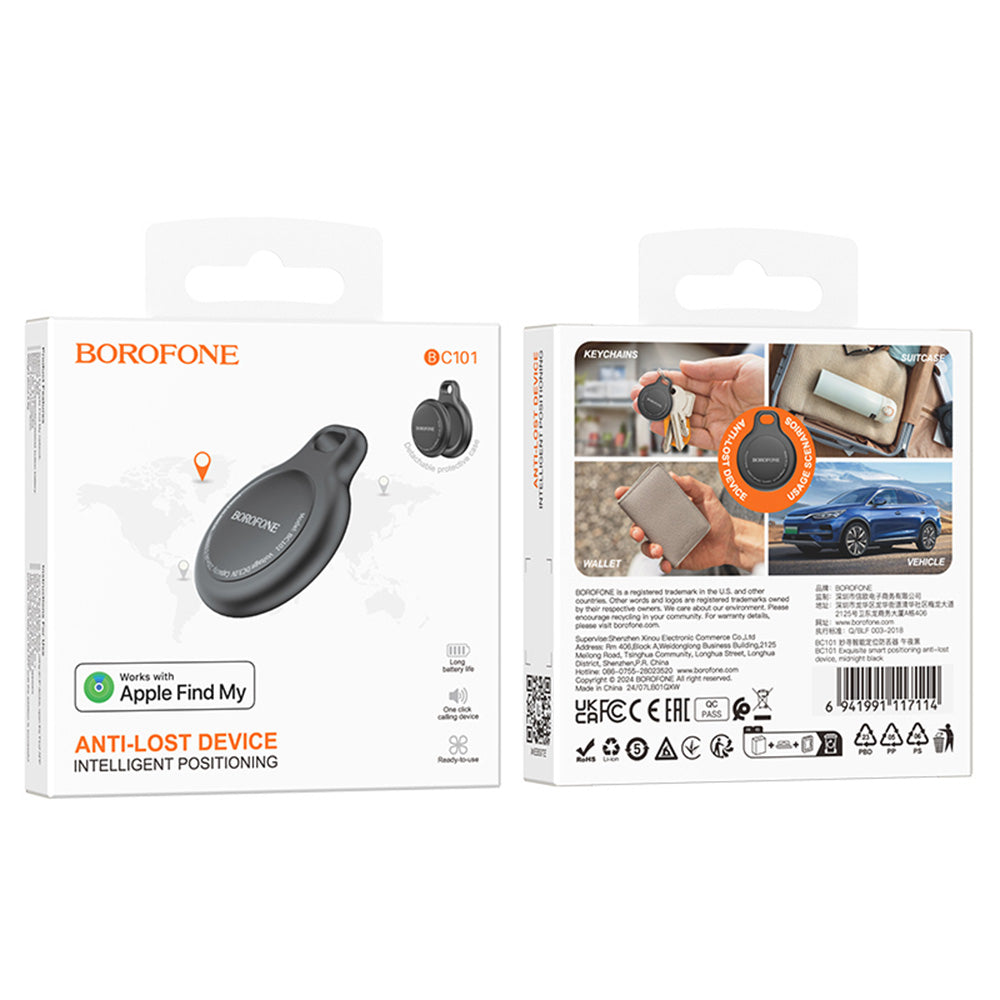 Borofone - Smart Positioning Anti-lost Device Exquisite (BC101) - Compatible Apple Find My (iOS Only), 230mAh - Midnight