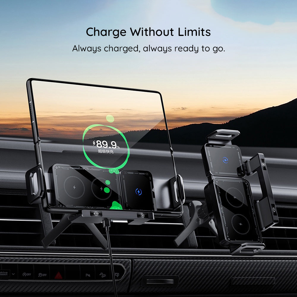 Techsuit - Premium Car Holder with Wireless Charging ModoDock (SW1) - for Air Vent, 90° Intelligent Rotation, 15W - Blac