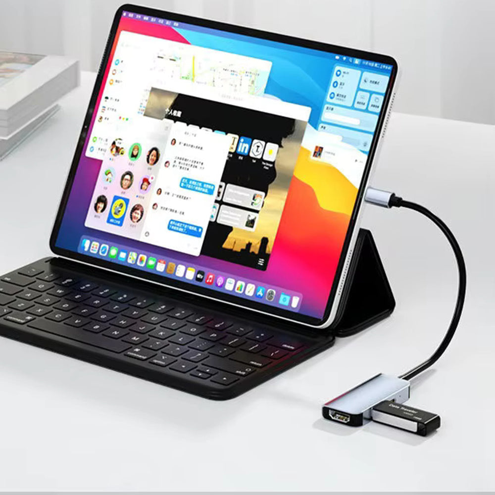 Techsuit - Docking Station TurboChargeX 3 in 1 (H4) - Type-C to Type-C, USB, HDMI, 4K@30Hz, PD87W - Gray