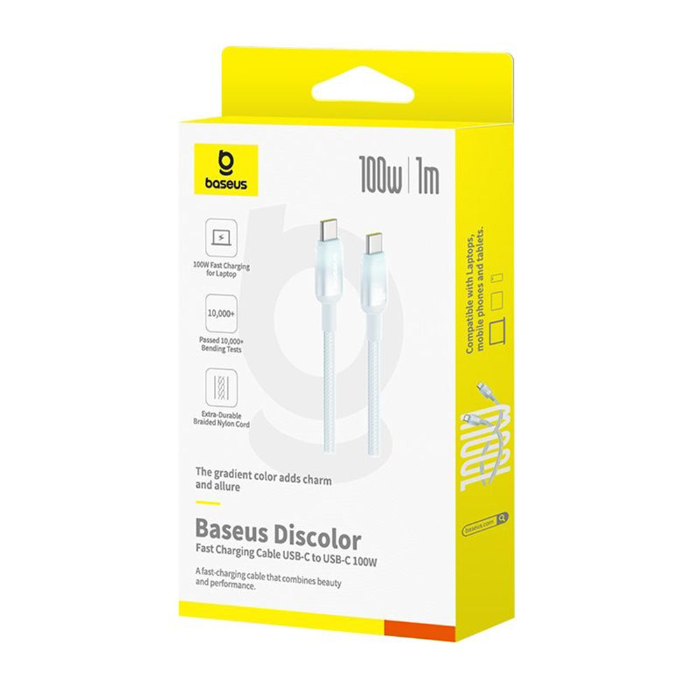 Baseus - Data Cable Discolor (E0420701) - USB-C to USB-C, 100W, 480Mbps, 2m - Blue/Green