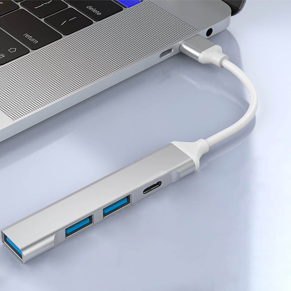Techsuit - Docking Station PolarisBridge 4 in 1 (H19) - USB to 2x USB 2.0, 1x USB 3.0, 1x Type-C - Gray/White