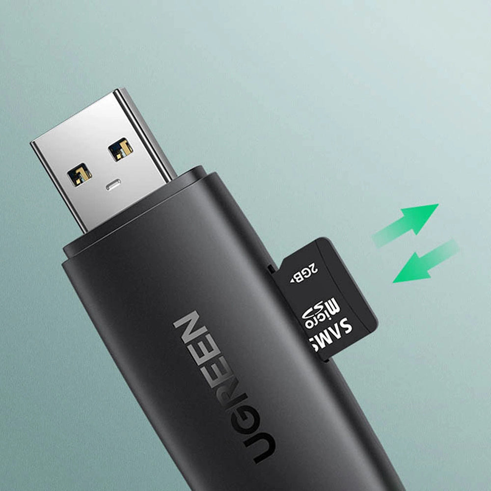 Adaptor Ugreen Cititor de Carduri CM304, USB/Type-C la SD/TF, 5Gbps, Negru