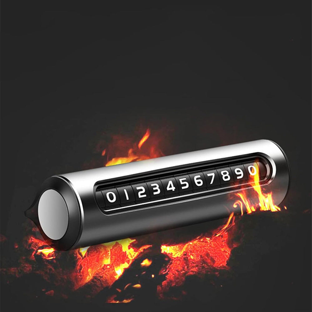 Techsuit - Premium Phone Number Plate SlideGuard (SN2) - Temporary Parking Sign for Dashboard, Adhesive, Zinc Alloy - Bl