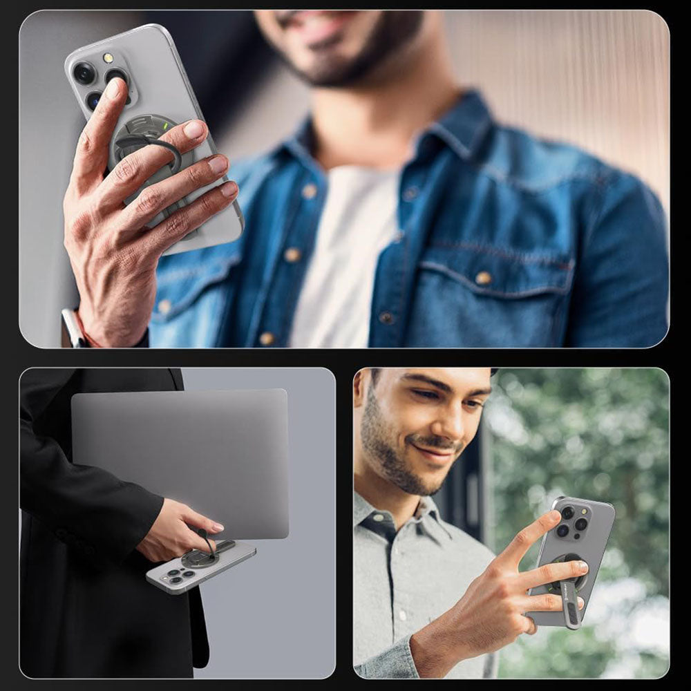 Techsuit - Premium MagSafe Ring Holder AluStandX (SB1) - for Desk, 360° Magnetic, Adjustable Stand, Aluminum & Zinc - Gr