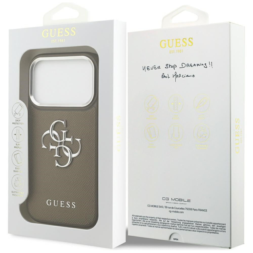 Guess - Hardcase Grained Big 4G Classic Logo (GUHCP17LPG4SMCEW) - iPhone 17 Pro - Brown
