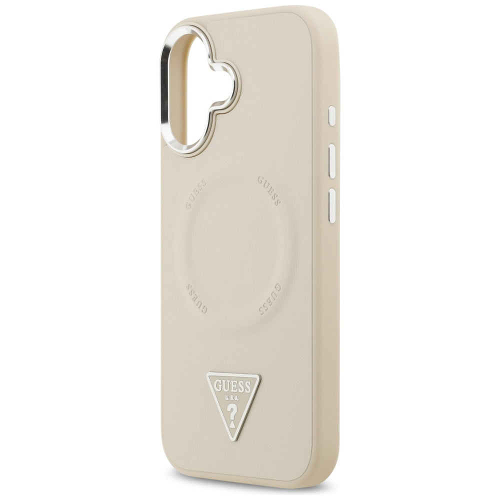 Husa pentru iPhone 17 - Guess Hardcase Triangle Logo MagSafe (GUHMP17SPSDTSCME) - Beige