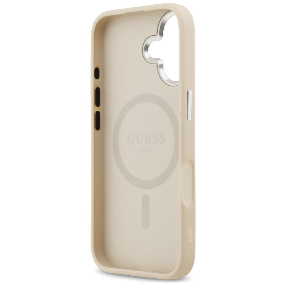 Husa pentru iPhone 17 - Guess Hardcase Triangle Logo MagSafe (GUHMP17SPSDTSCME) - Beige