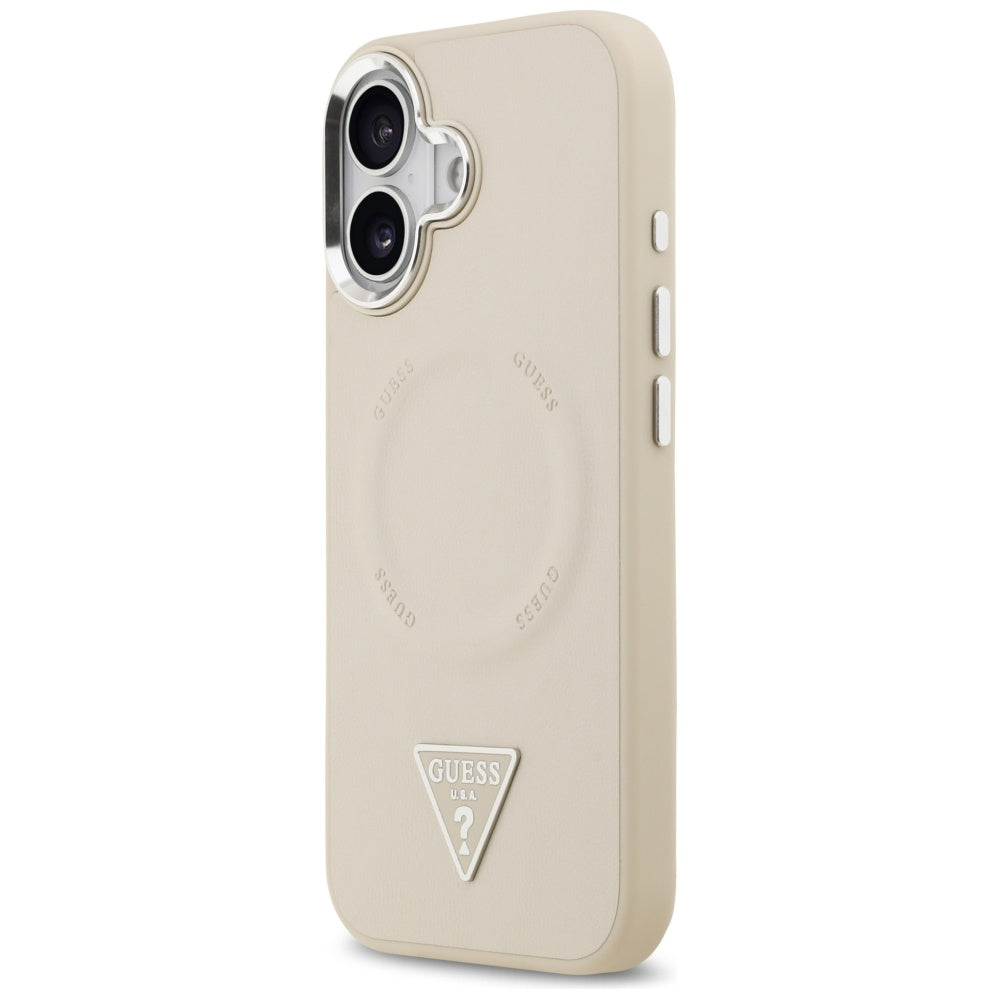 Husa pentru iPhone 17 - Guess Hardcase Triangle Logo MagSafe (GUHMP17SPSDTSCME) - Beige