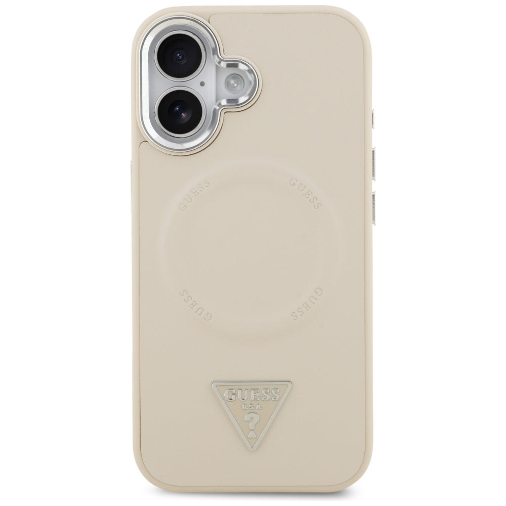 Husa pentru iPhone 17 - Guess Hardcase Triangle Logo MagSafe (GUHMP17SPSDTSCME) - Beige