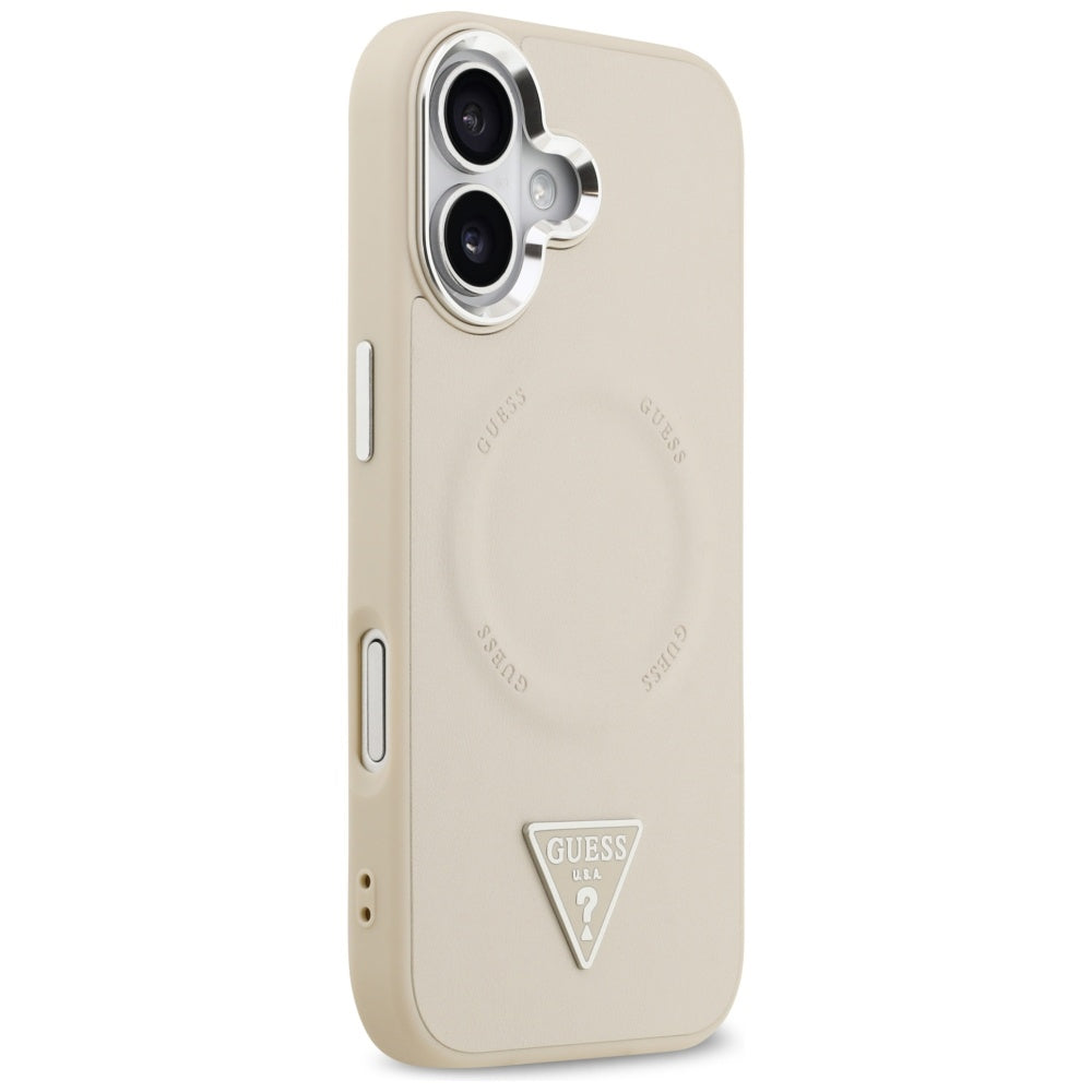 Husa pentru iPhone 17 - Guess Hardcase Triangle Logo MagSafe (GUHMP17SPSDTSCME) - Beige