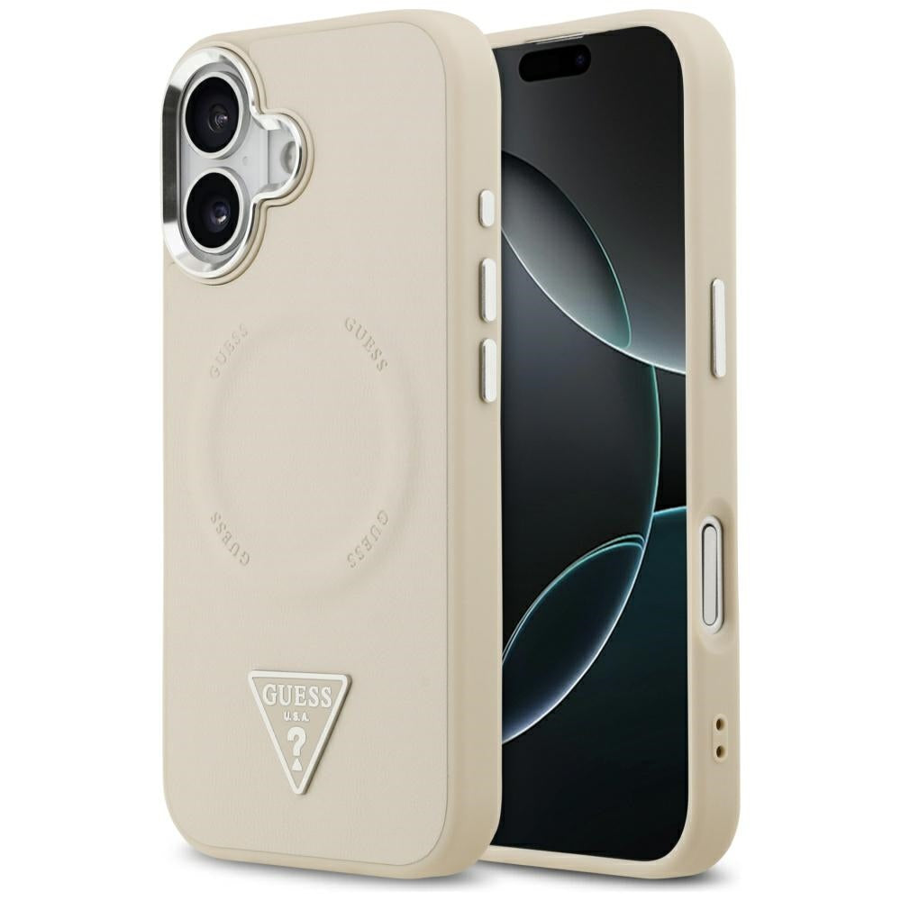 Husa pentru iPhone 17 - Guess Hardcase Triangle Logo MagSafe (GUHMP17SPSDTSCME) - Beige