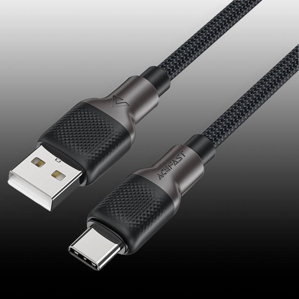Acefast - Data Cable (C10-04) - Fast Charging, USB to Type-C, 3A, 25.000 Bends, Durable Silicone, 1.2m - Black
