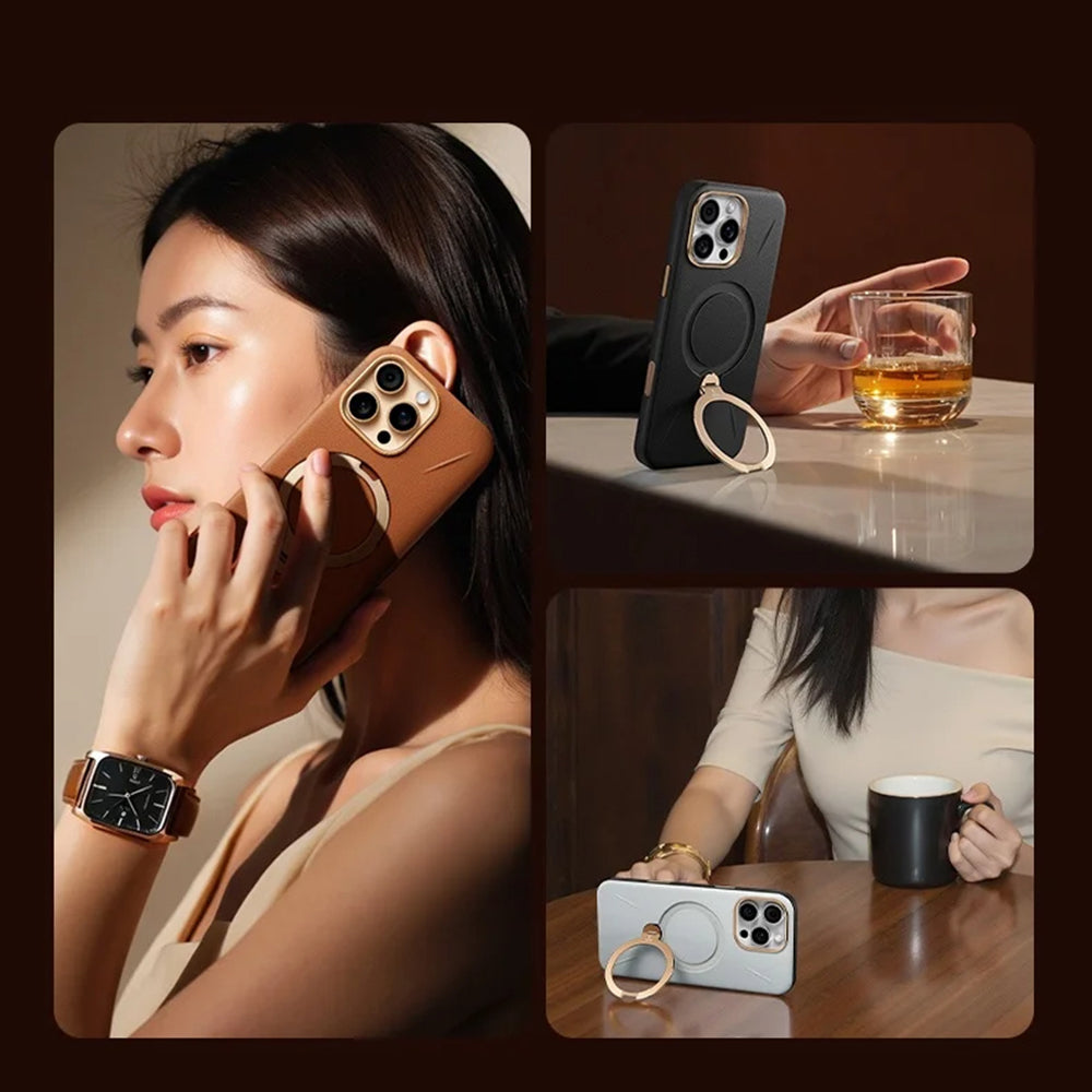 Torras Husa de protectie Torras QPRO Leather Series compatibil cu iPhone 17 Pro, Negru – imagine 4