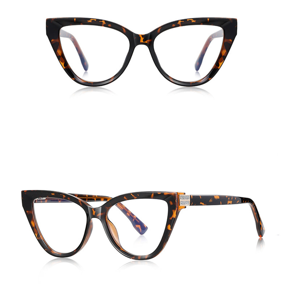 Techsuit - Anti-Blue Light Glasses Reflex PC (2279) - for Women, Cat Eye, TR90&Metal Frame, AC Lens - Leopard