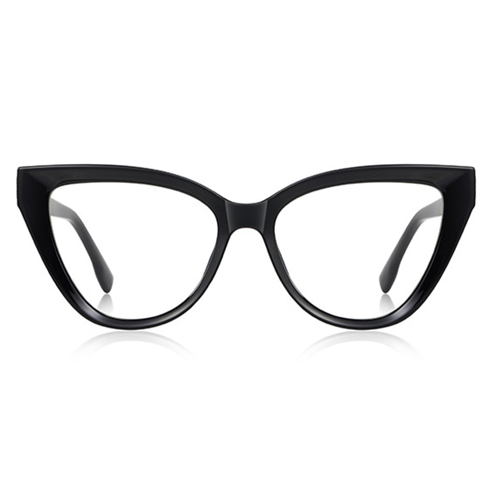 Techsuit - Anti-Blue Light Glasses Reflex PC (2279) - for Women, Cat Eye, TR90&Metal Frame, AC Lens - Black