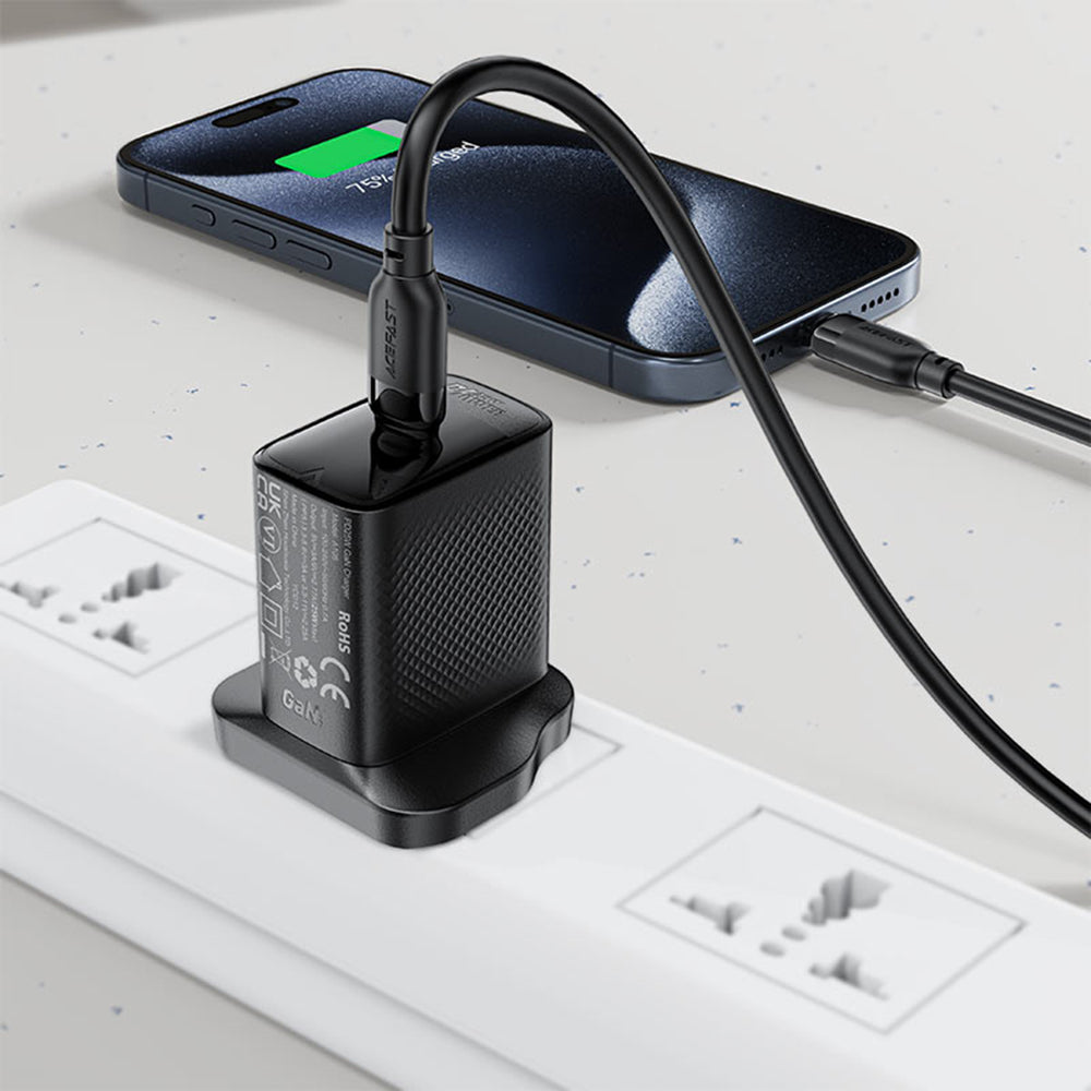 Acefast - Data Cable (C16-04) - Fast Charging, USB to Type-C, 3A, Bend-Resistant, 1.2m - Black