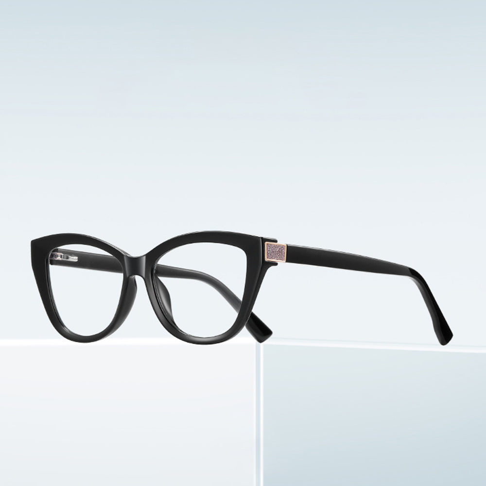 Techsuit - Anti-Blue Light Glasses Reflex PC (2276) - for Women, Cat Eye, TR90&PC Frame, AC Lens - Black