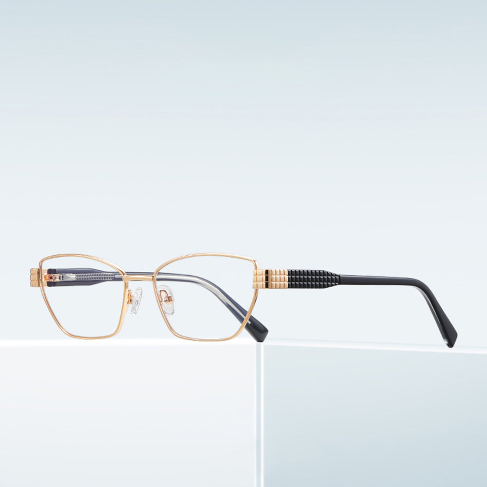 Techsuit - Anti-Blue Light Glasses Reflex PC (3162) - for Women, Rectangle, Metal Frame, AC Lens - Black