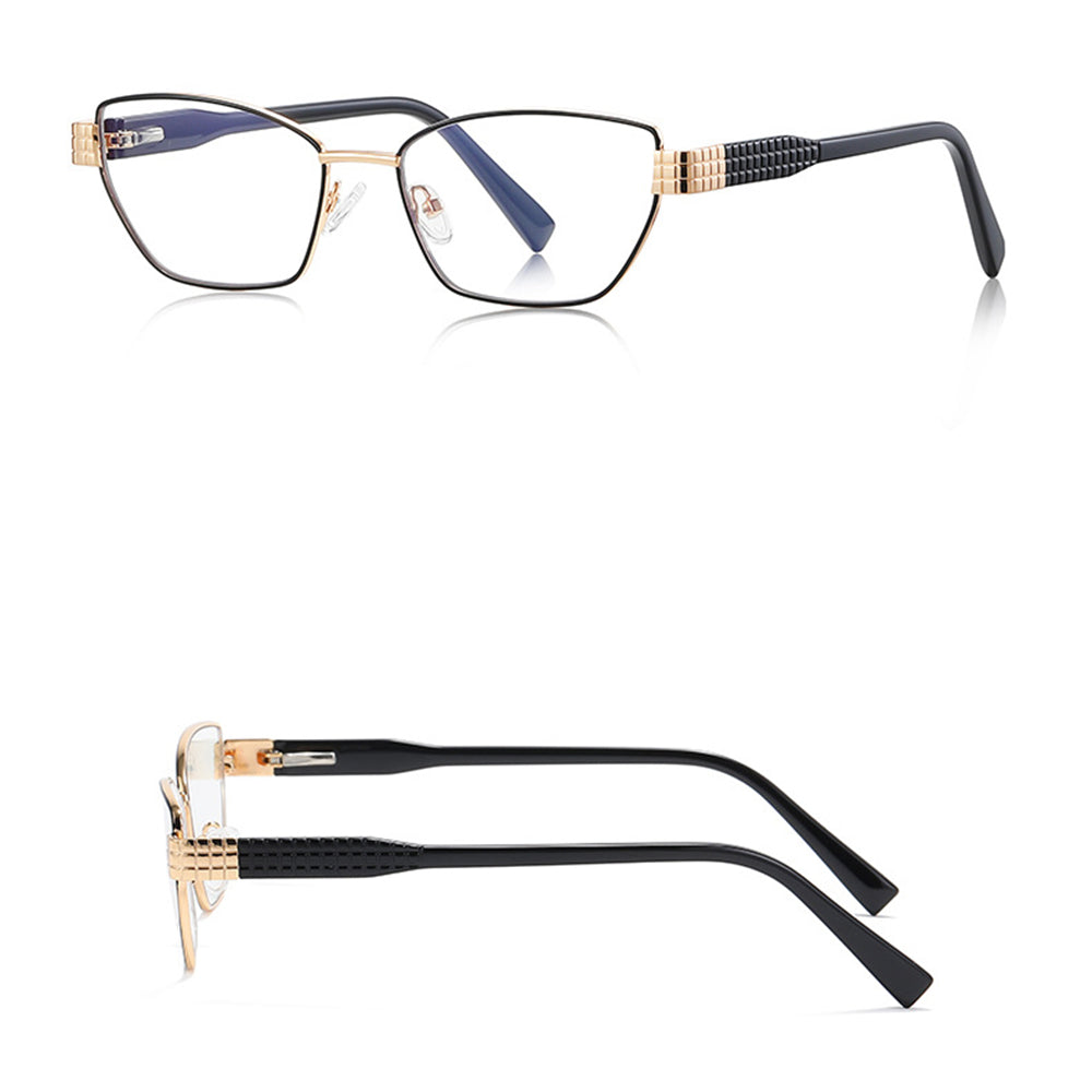 Techsuit - Anti-Blue Light Glasses Reflex PC (3162) - for Women, Rectangle, Metal Frame, AC Lens - Black