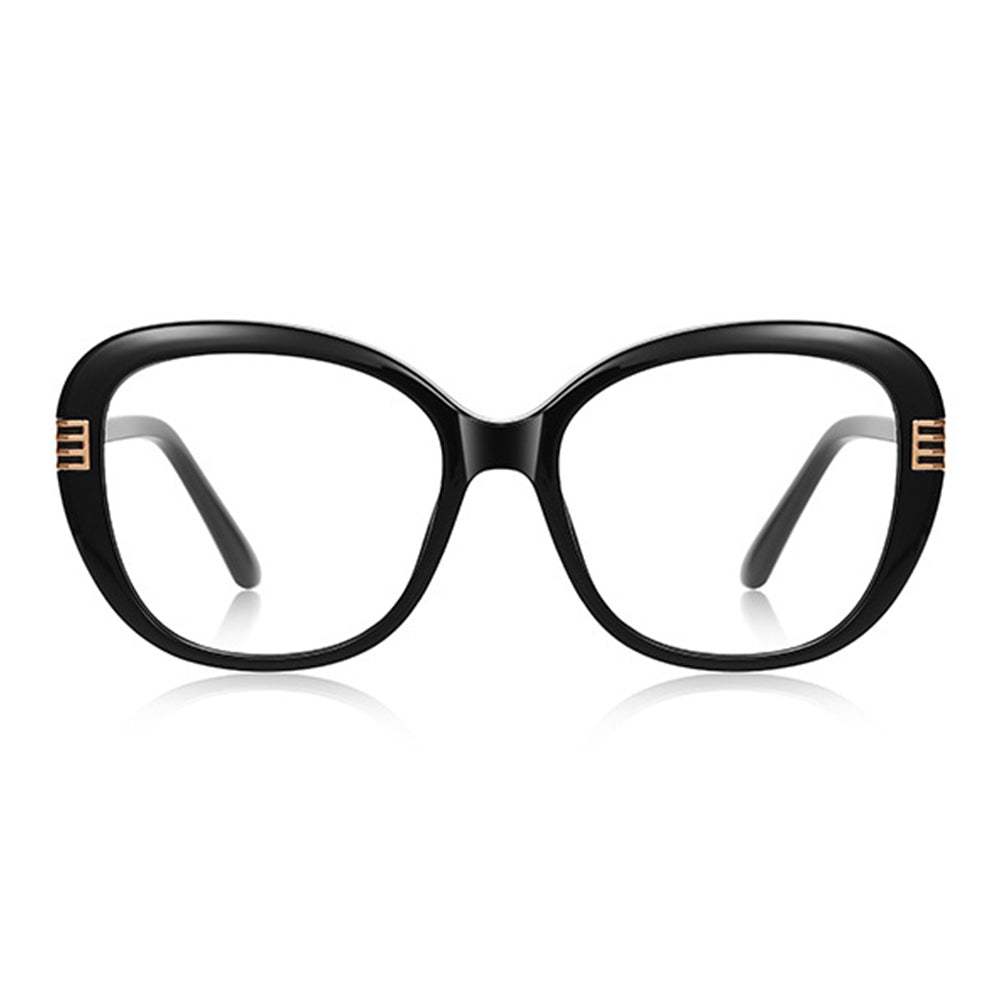 Techsuit - Anti-Blue Light Glasses Reflex PC (2265) - for Women, Butterfly, TR90&Metal Frame, AC Lens - Black/Gold