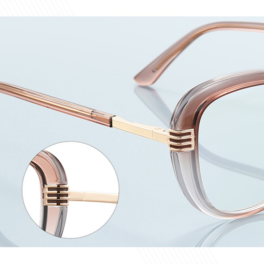 Techsuit - Anti-Blue Light Glasses Reflex PC (2265) - for Women, Butterfly, TR90&Metal Frame, AC Lens - Transparent/Brow