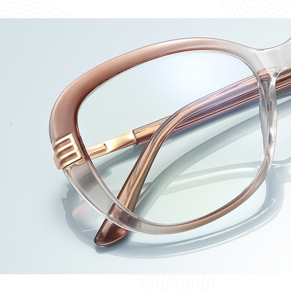 Techsuit - Anti-Blue Light Glasses Reflex PC (2265) - for Women, Butterfly, TR90&Metal Frame, AC Lens - Transparent/Brow