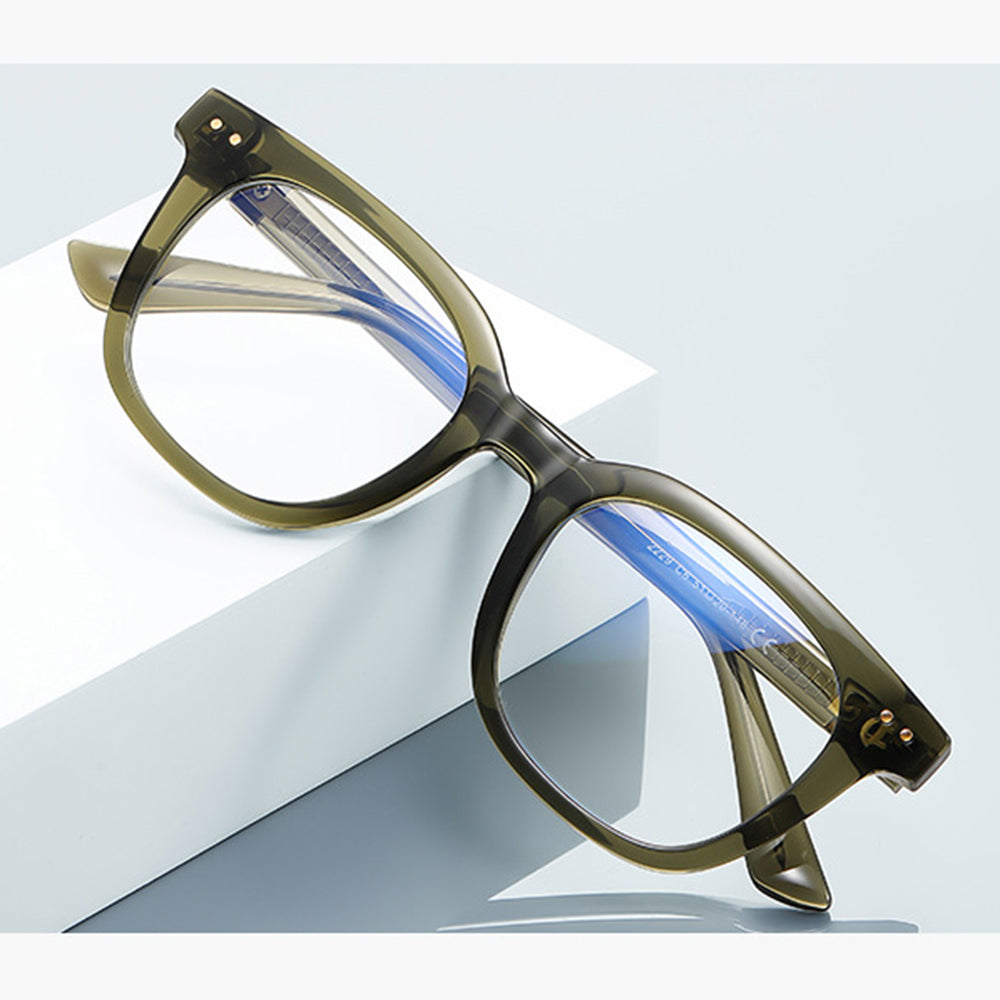 Techsuit - Anti-Blue Light Glasses Reflex PC (2229) - for Men, Round, TR90&Metal Frame, AC Lens - Black