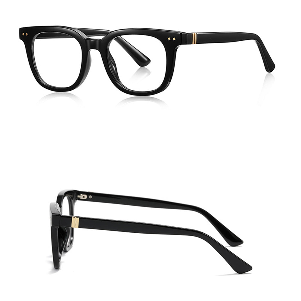 Techsuit - Anti-Blue Light Glasses Reflex PC (2229) - for Men, Round, TR90&Metal Frame, AC Lens - Black