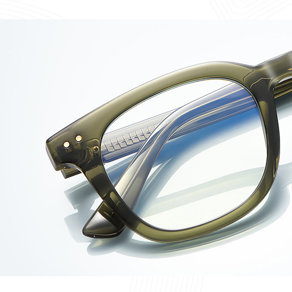 Techsuit - Anti-Blue Light Glasses Reflex PC (2229) - for Men, Round, TR90&Metal Frame, AC Lens - Transparent/Brown