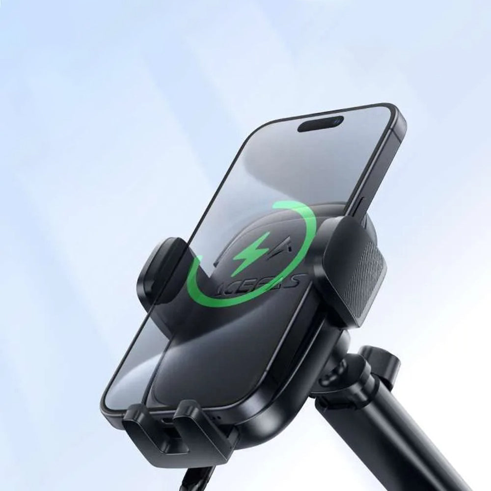 Acefast - Car Holder with Wireless Charging (D49) - for Dashboard/Windshield, Magnetic Grip, Lock Clip, 15W, for 4.7-6.9