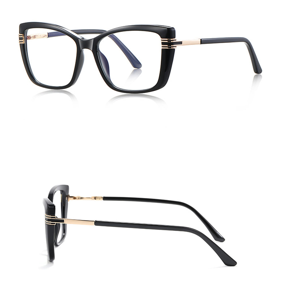 Techsuit - Anti-Blue Light Glasses Reflex PC (2273) - for Women, Oversized, TR90&Metal Frame, AC Lens - Black