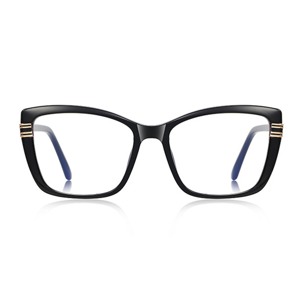 Techsuit - Anti-Blue Light Glasses Reflex PC (2273) - for Women, Oversized, TR90&Metal Frame, AC Lens - Black