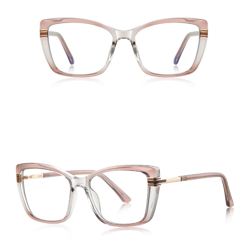 Techsuit - Anti-Blue Light Glasses Reflex PC (2273) - for Women, Oversized, TR90&Metal Frame, AC Lens - Transparent/Brow