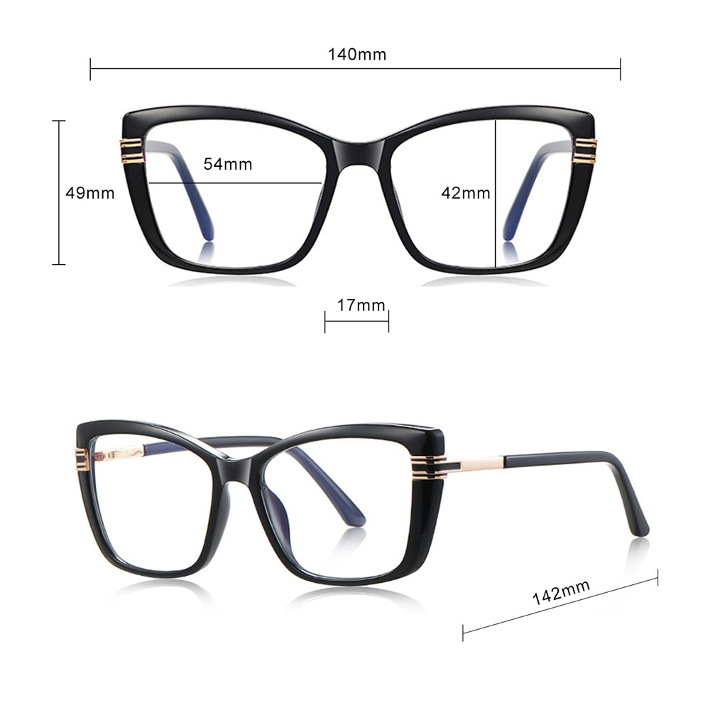 Techsuit - Anti-Blue Light Glasses Reflex PC (2273) - for Women, Oversized, TR90&Metal Frame, AC Lens - Transparent/Brow