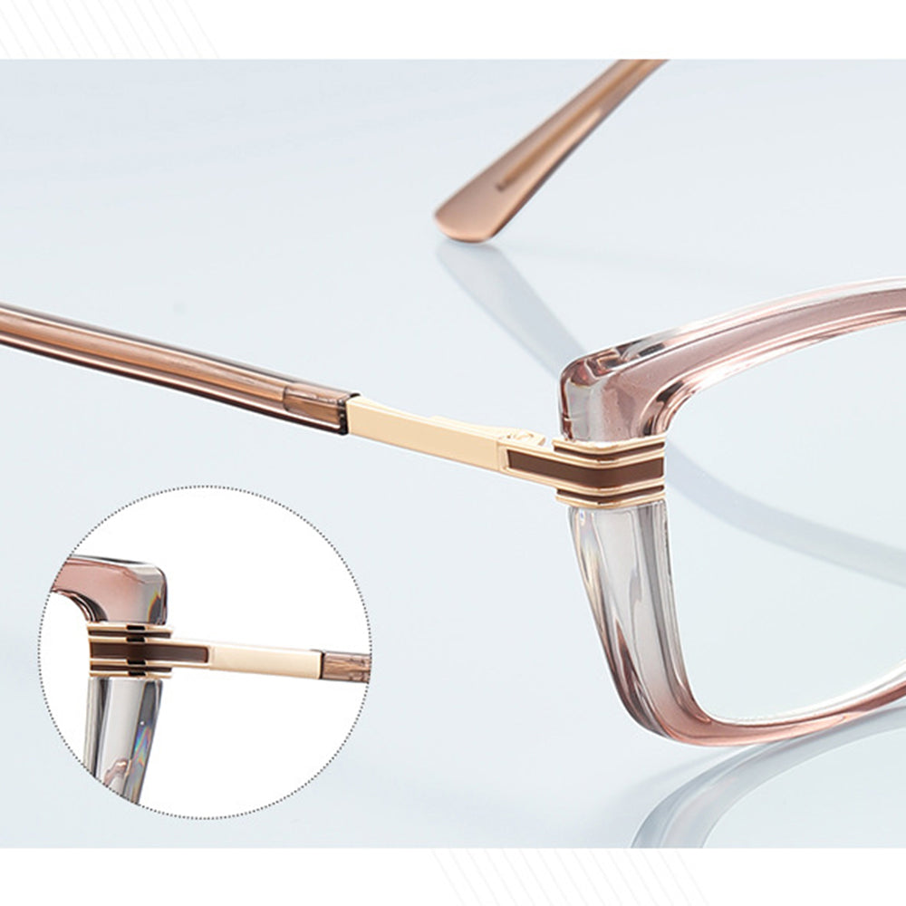 Techsuit - Anti-Blue Light Glasses Reflex PC (2273) - for Women, Oversized, TR90&Metal Frame, AC Lens - Transparent/Leop